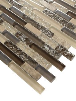 Beige Brown Crackle Glass Kitchen Backsplash Tile