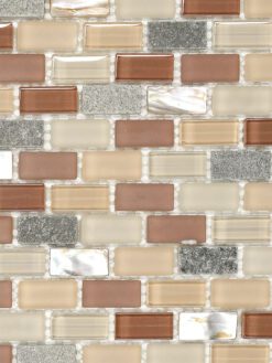 Brown Beige Slate Shell Glass Backsplash Tile