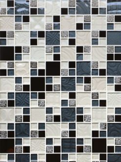 Beige Blue Black Glass Metal Kitchen Backsplash Tile BA1108 4