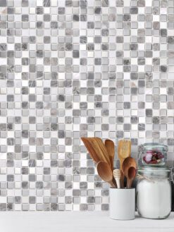 Gray White Marble Metal Kitchen Backsplash Tile BA1115