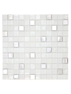 Modern White Glass Metal Backsplash Tile BA1183