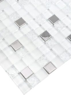 Modern White Glass Metal Backsplash Tile BA1183