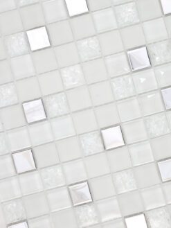 Modern White Glass Metal Backsplash Tile BA1183