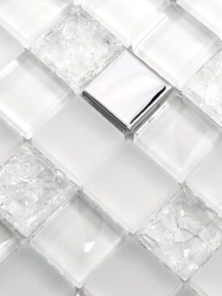 Modern White Glass Metal Backsplash Tile BA1183