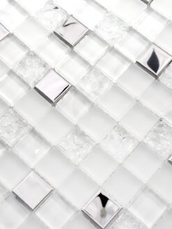 Modern White Glass Metal Backsplash Tile BA1183