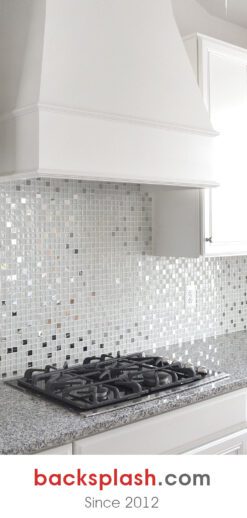 White Backsplash Tile Glass Metal BA1183