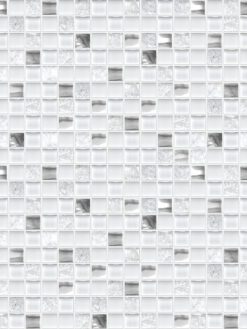 White Gray Glass Metal Kitchen Backsplash BA1183