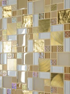 Glass Metal Gold Color Backsplash Tile from Backsplash.com BA1139