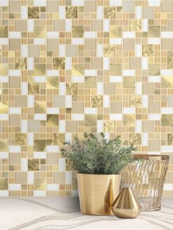 Glass Metal Gold Color Backsplash Tile from Backsplash.com BA1139