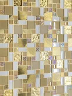 Glass Metal Gold Color Backsplash Tile from Backsplash.com BA1139