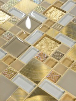 Glass Metal Gold Color Backsplash Tile from Backsplash.com BA1139