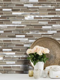 Brown Metal Glass Mixed Mosaic Kitchen Backsplash Tile BA1124 from backspash.com