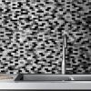 3D Gray Black Metal Backsplash Tile #metaltile #metalbacksplash #blackgraytile #metalbacksplashideas #metalmosaictiles