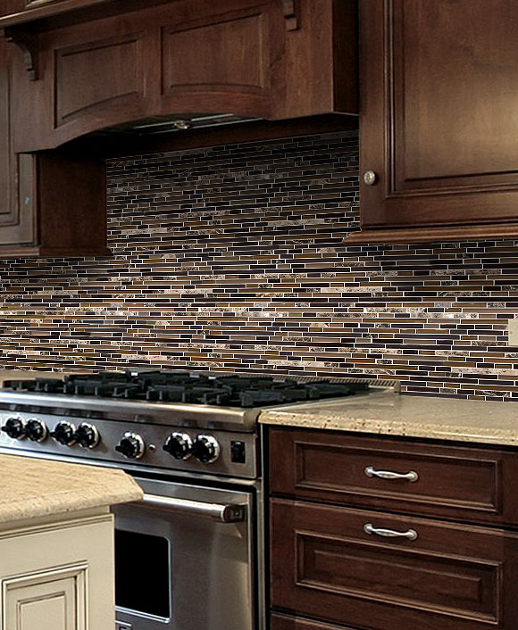 BA1201- Brown marble glass mixed kitchen backsplash tile from Backsplash.com