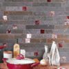 BA1046 Rusty brown color slate tile with red glass backsplash tile from Backsplash.com