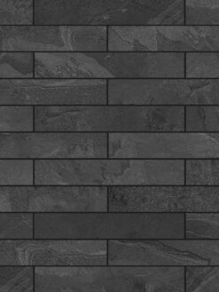 Black long slate subway backsplash tile BA1045 black grout