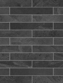 Black long slate subway backsplash tile BA1045 gray grout