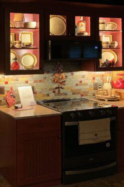 Brown Cabinet Brazilian Rusty Slate Subway Glass Backsplash Tile BA1046 1