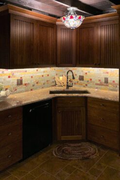 Brown Granite Cabinet Brown Cabinet Brazilian Rusty Slate Subway Glass Backsplash Tile BA1046