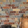 Rusty brown gray slate mosaic backsplash tile BA1063