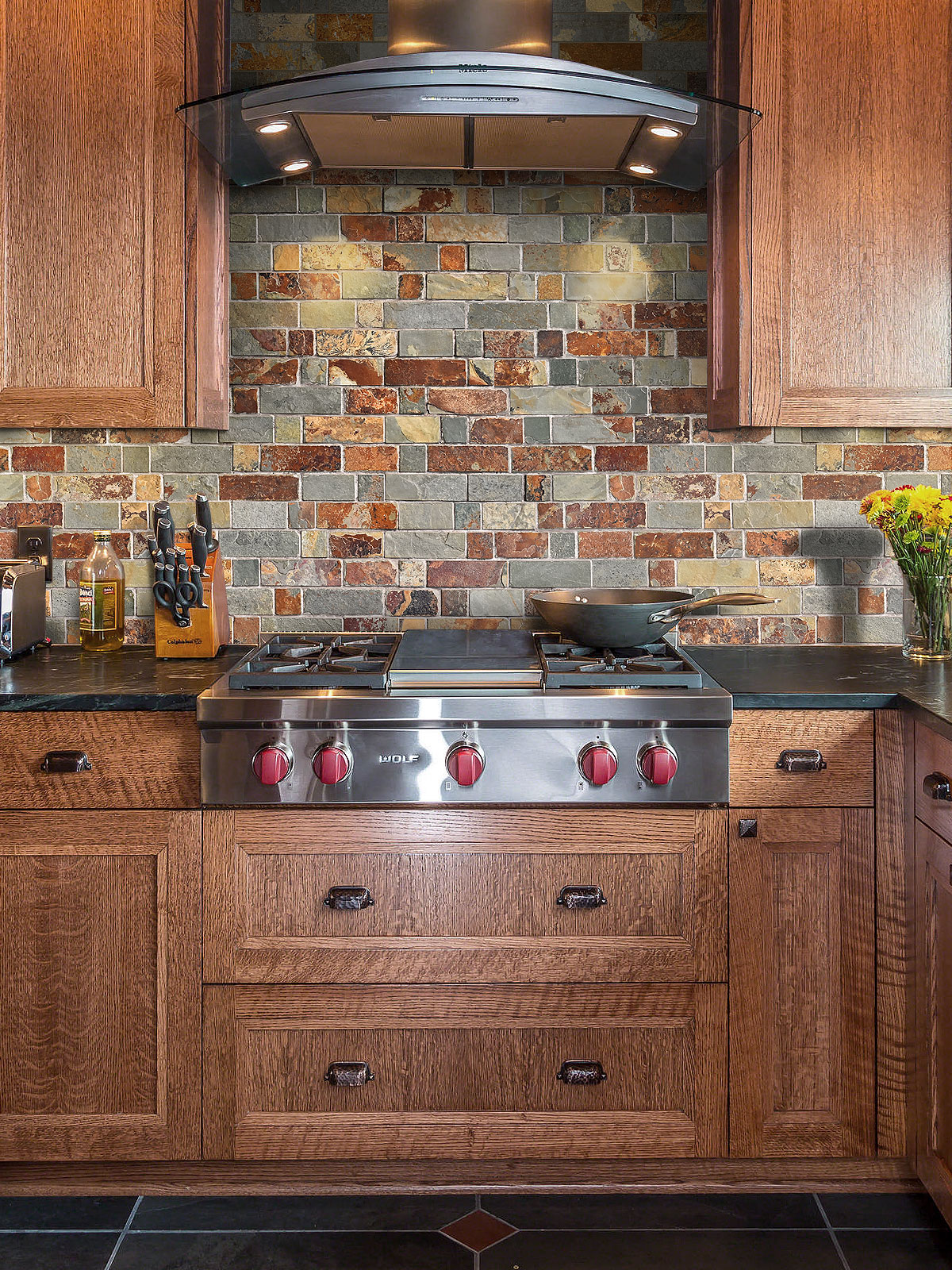 Rusty brown slate backsplash kitchen mosaic tile BA1063 1