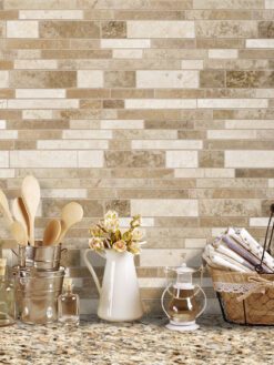 Brown travertine mix kitchen backsplash tile BA1024 from backsplash.com