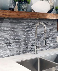 Modern Gray Glass Marble Backsplash Tile BA1037
