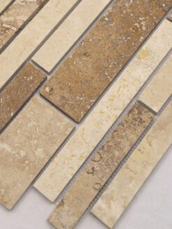 Brown beige travertine subway mosaic backsplash tile BA1024
