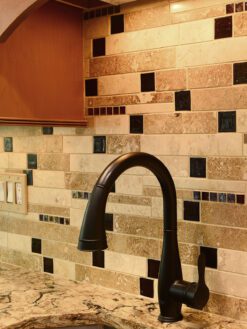 Glass travertine mixed backsplash tile BA1025