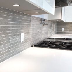 Gray modern backsplash white countertop BA1038