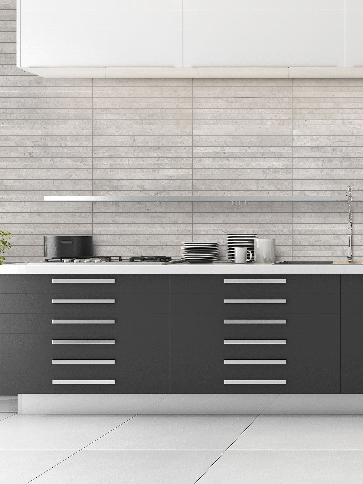 Gray white modern kitchen backsplash tile BA1038