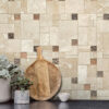Light Beige Travertine with Glass Backsplash Tile BA1043