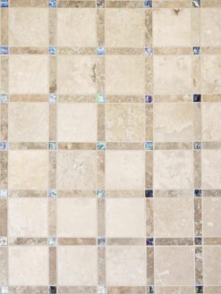 Ligth Dark Travertine Backsplash Tile With iridescent Glass Insert BA1029 5