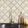 Ligth Dark Travertine Backsplash Tile With iridescent Glass Insert BA1029 Mosaic