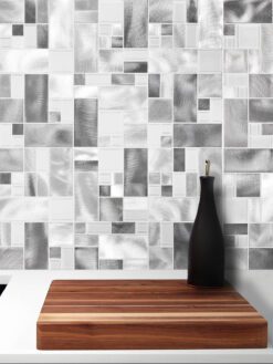 Modern Glass Metal Gray Backsplash tile BA1118