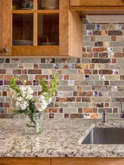New Venatian Gold with Slate Burgundy Glass Backsplash Tile BA1026