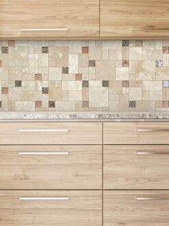 Oak Cabinet with Beige Travertine Tile BA1043