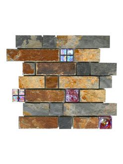 Rustic Brown Slate Burgundy Glass Backslash 1