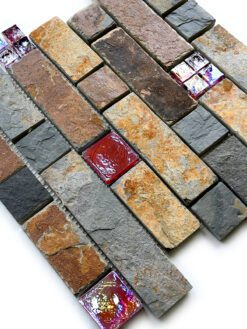 Rustic Brown Slate Burgundy Glass Backslash 2