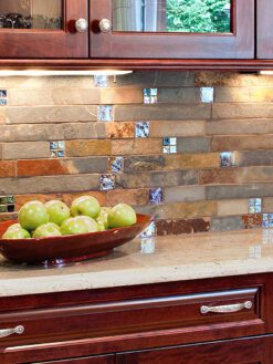 Subway Slate Burgundy Glass Mosaic Kitchen Backsplash Tile BA1026