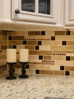 Travertine backsplash tile santa cecilia granite BA1025