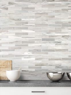 modern subway white gray brown marble kitchen backsplash tile BA1034