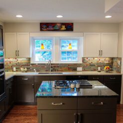 Slate Burgundy Glass Mosaic Backsplash Tile Gray Black Granite Countertop BA1026