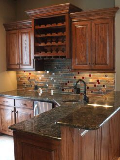 Slate Burgundy Glass Mosaic Backsplash Tile peacock Green Granite Countertop Ba1026