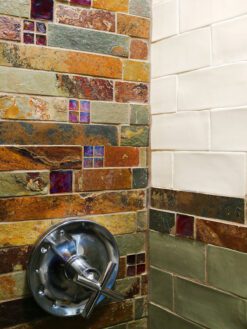 Slate Burgundy Glass Mosaic Tile Bathroom Shower BA1026