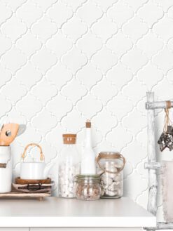 White Ceramic Arabesque Wall Tile BA311526 from backsplash.com