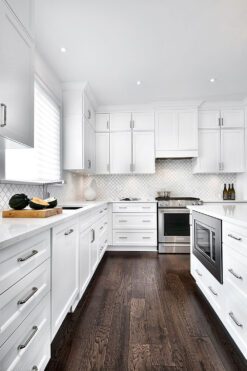 White Kitchen With Arabesque Backsplash Mosaic Tile