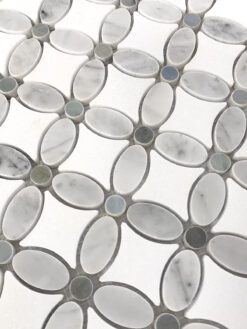 White & gray marble flower pattern floor wall mosaic tile