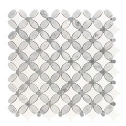 White & gray marble flower pattern floor wall mosaic tile