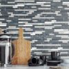 Gray Blue Quartz Glass Kitchen Backsplash Tile Cabinet Cambria Countertop BA62037
